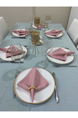 Keten Görünümlü Simsiz Begonvil Masa Örtüsü Açık Mint 25 Parça