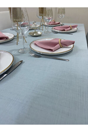 Keten Görünümlü Simsiz Begonvil Masa Örtüsü Açık Mint 25 Parça