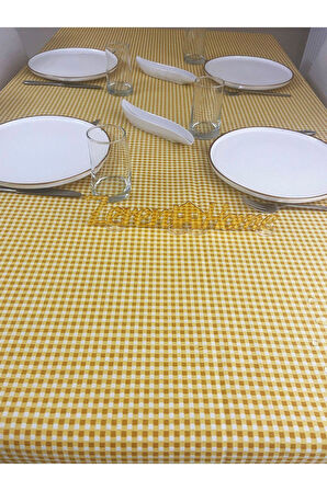 Sıvı Geçirmez Dertsiz Masa Örtüsü Mini Piti Kare Sarı