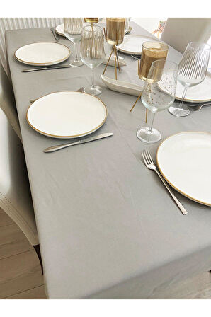 Sıvı Geçirmez Dertsiz Masa Örtüsü Gri