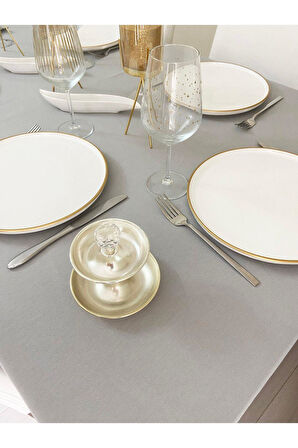 Sıvı Geçirmez Dertsiz Masa Örtüsü Gri