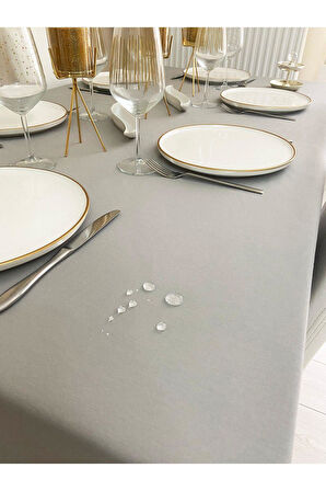 Sıvı Geçirmez Dertsiz Masa Örtüsü Gri 13 Parça