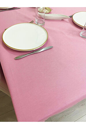 Sıvı Geçirmez Dertsiz Masa Örtüsü Pembe 13 Parça