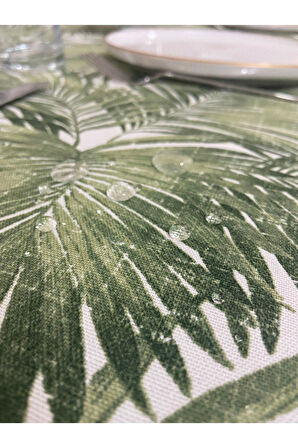 Sıvı Geçirmez Dertsiz Masa Örtüsü Yeşil Bambu Desenli