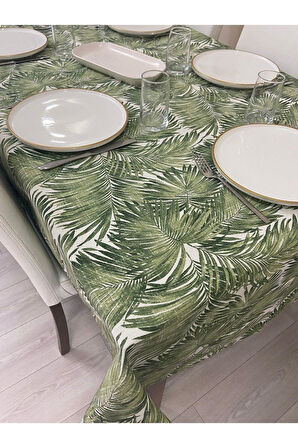 Sıvı Geçirmez Dertsiz Masa Örtüsü Yeşil Bambu Desenli