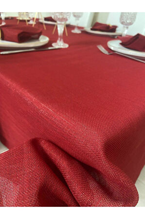 Simli Dertsiz Salon Masa Örtüsü Kırmızı