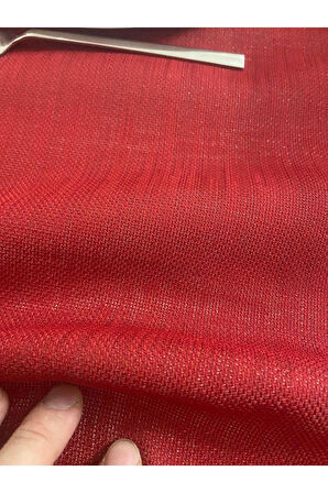 Simli Dertsiz Salon Masa Örtüsü Kırmızı