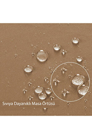 Sıvı Geçirmez Dertsiz Keten Masa Örtüsü Vizon 13 Parça