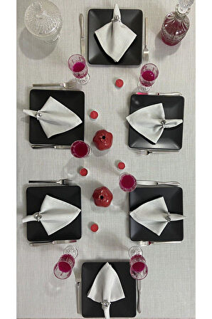 Simli Dertsiz Oval Masa Örtüsü Beyaz 150x210