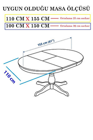 Simli Dertsiz Oval Masa Örtüsü Beyaz 150x210