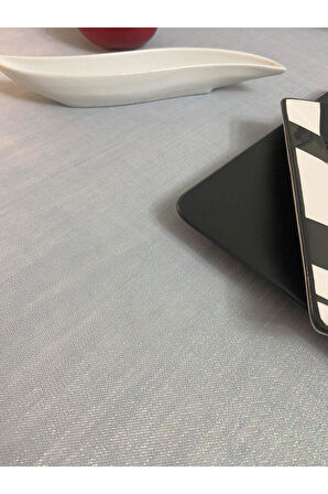 Dantel Detaylı Simli Dertsiz Masa Örtüsü Gri