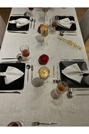 Dertsiz Simli Masa Örtüsü Gümüş Renk