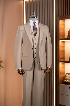 Exclusive Üçlü Takım Elbise Camel