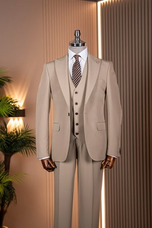 Exclusive Üçlü Takım Elbise Camel