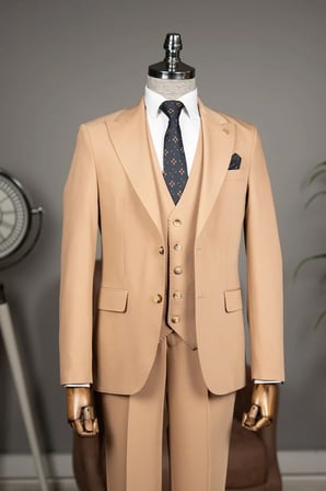 Limited  Edition Yelekli Takım Elbise Camel