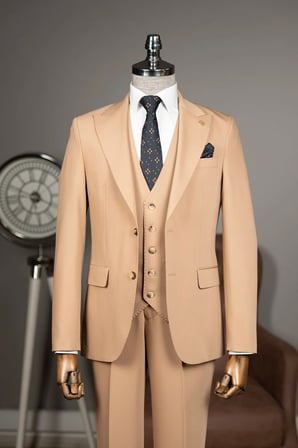 Limited  Edition Yelekli Takım Elbise Camel