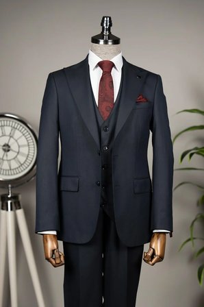 Exclusive Yelekli Takım Elbise Lacivert