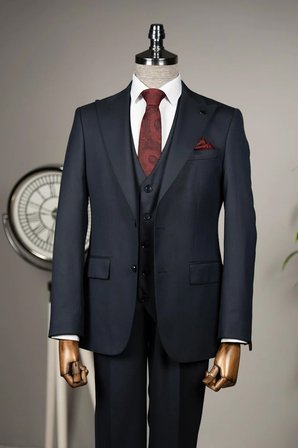 Exclusive Yelekli Takım Elbise Lacivert