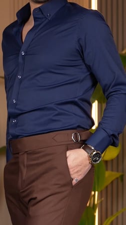 Pilesiz Tokalı Pantalon Kahverengi
