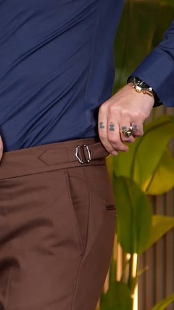 Pilesiz Tokalı Pantalon Kahverengi