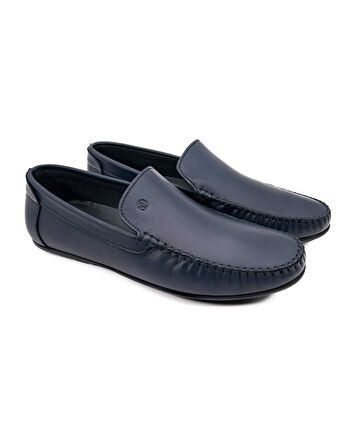 Yalı Lacivert Hakiki Deri Erkek Loafer Ayakkabı