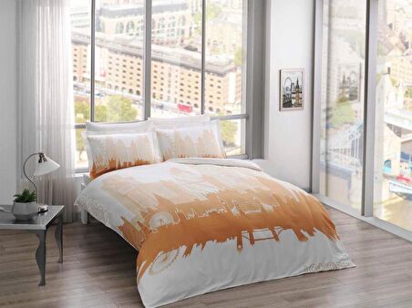 Taç Çift Kişilik Glow Parlayan Saten Nevresim Takımı London Gold