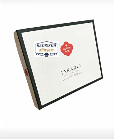 Cotton Box Çift Kişilik Jakarlı Saten Nevresim Takımı Leaf Buz Mavisi