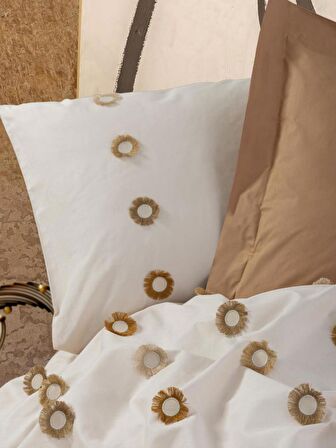 Cotton Box Brode Ranforce Çift Kişilik Nevresim Takımı Nomi Bej