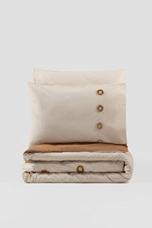 Cotton Box Brode Ranforce Çift Kişilik Nevresim Takımı Nomi Bej