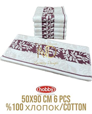Hobby Pamuk 6´lı 50x90 Havlu Seti Spring Mor