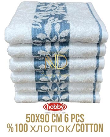 Hobby Pamuk 6´lı 50x90 Havlu Seti Spring Turkuaz