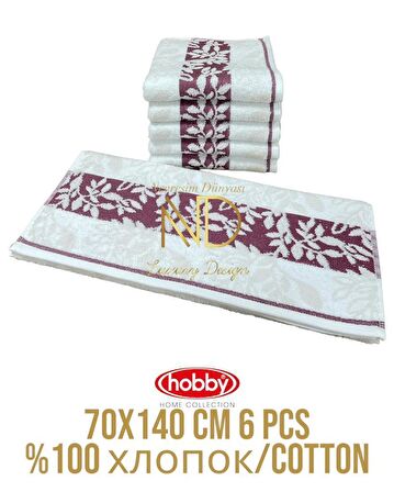 Hobby Pamuk 6´lı 70x140 Banyo Havlu Seti Spring Mor