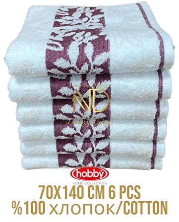 Hobby Pamuk 6´lı 70x140 Banyo Havlu Seti Spring Mor