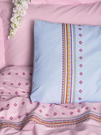 Cotton Box Brode Ranforce Çift Kişilik Nevresim Takımı Tatum Mavi