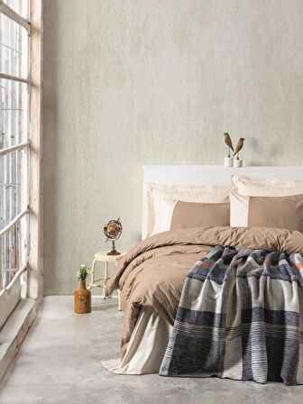 Cotton Box Çift Kişilik Battaniyeli Nevresim Comfy Clement Vizon 