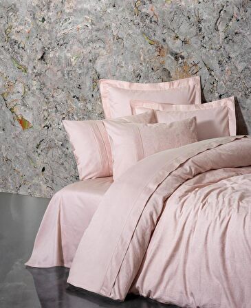 Cotton Box Çift Kişilik Jakarlı Saten Nevresim Takımı Jana Pembe
