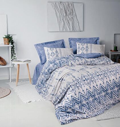 Cotton Box Ranforce Nevresim Takımı Çift Kişilik Cleo Mavi