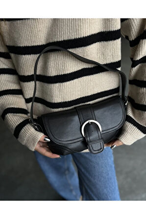 Tokalı Baget Çanta Siyah