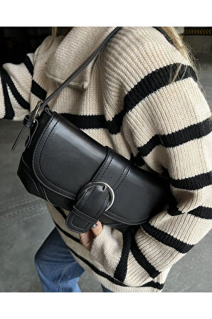 Tokalı Baget Çanta Siyah