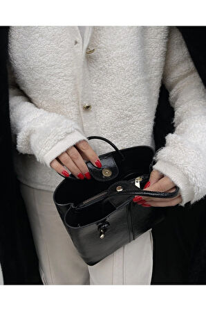 Linda Düğüm Detaylı Çanta Siyah Rugan