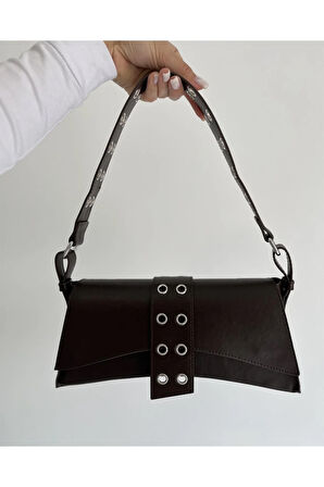 Kuşgözü Detaylı Baget Çanta Acı Kahve