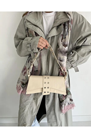 Kuşgözü Detaylı Baget Çanta Bej