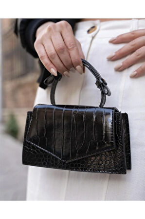 Kroko Mini City Çanta Siyah