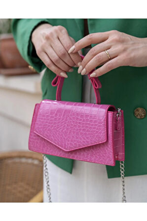 Kroko Mini City Çanta Pembe