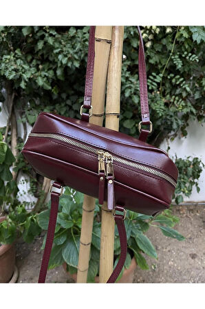 Uzun Çift Saplı Çanta Bordo