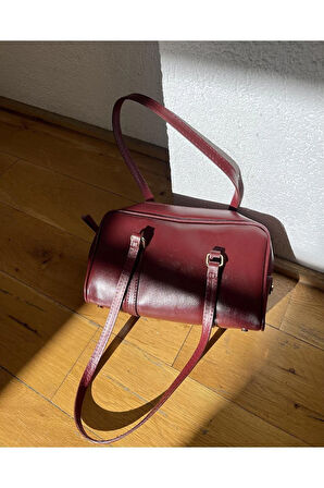 Uzun Çift Saplı Çanta Bordo