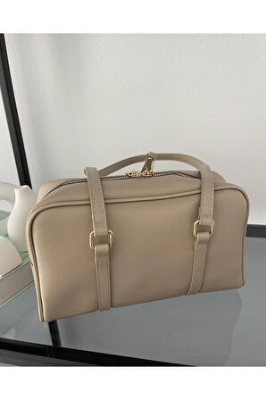 Uzun Çift Saplı Çanta Vizon