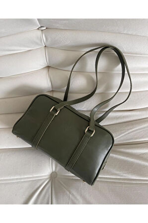 Uzun Çift Saplı Çanta Haki