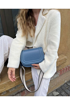 Kanvas Askılı Rugan Çanta Mavi