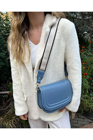 Kanvas Askılı Rugan Çanta Mavi